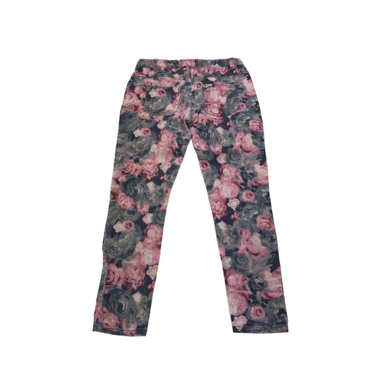 F&F Pink Floral Stretchy Trousers Age 9