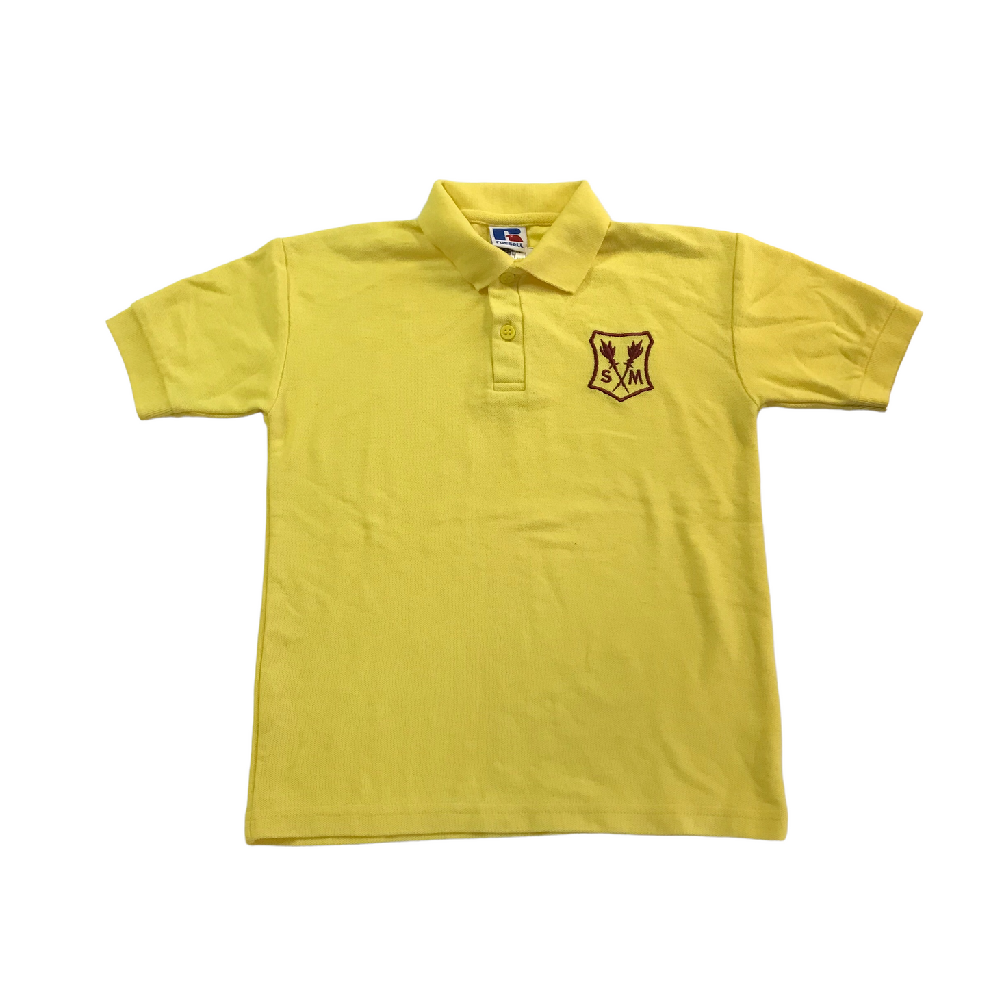 St. Martha's Yellow Polo Shirt With Burgundy Logo