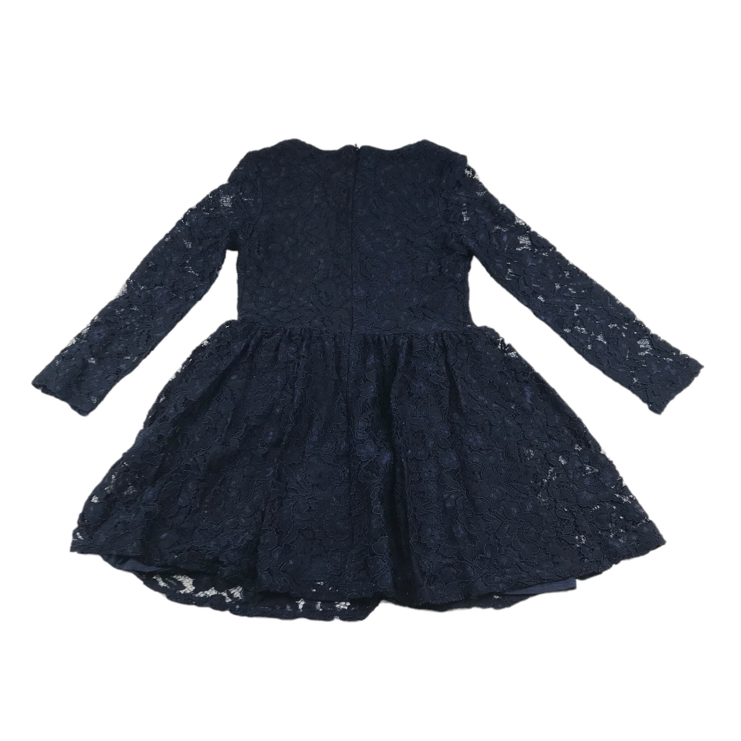 M&S Navy Blue Lace Layered Dress Age 10