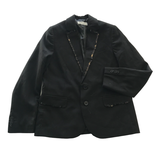 H&M Black Blazer Jacket with Sequin Rim Age 9