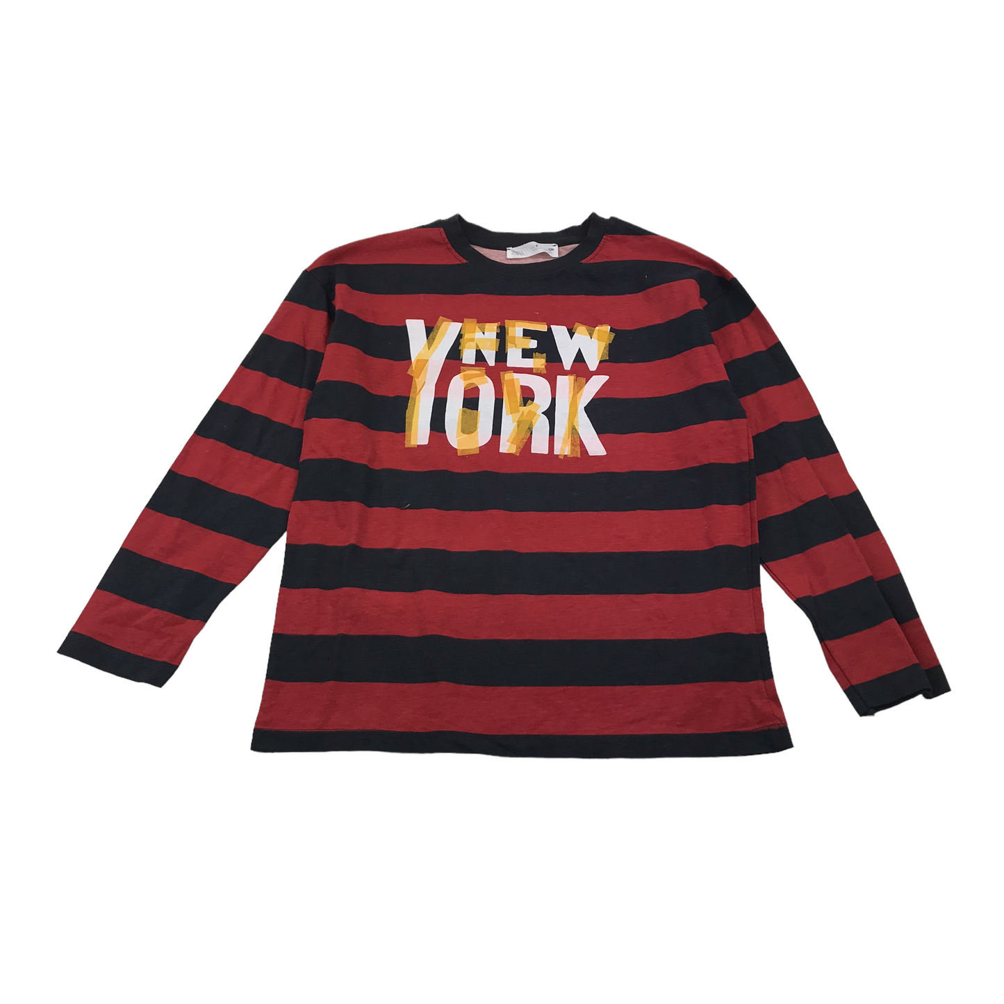 Zara Red Stripy New York Long Sleeve T-shirt Age 9