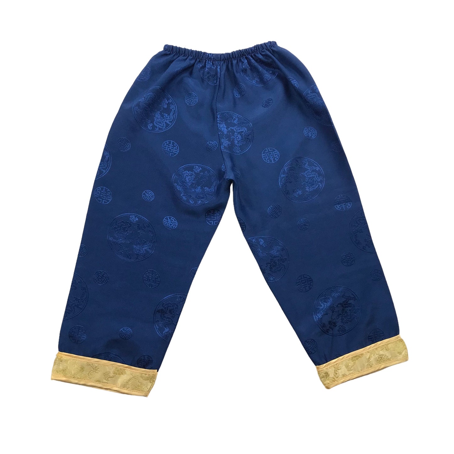 Blue and Golden Silk-like Blouse and Trousers Age 4