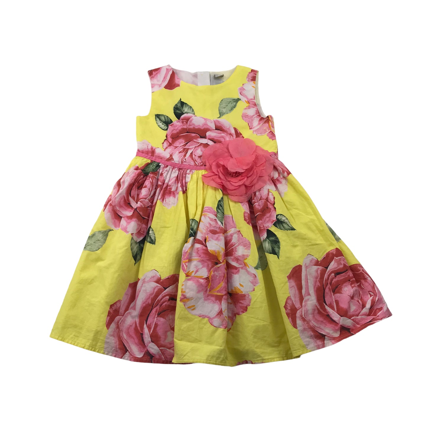 Tu Yellow and Pink Floral Cotton Dress Age 7