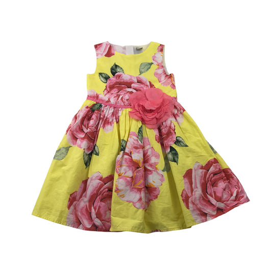 Tu Yellow and Pink Floral Cotton Dress Age 7