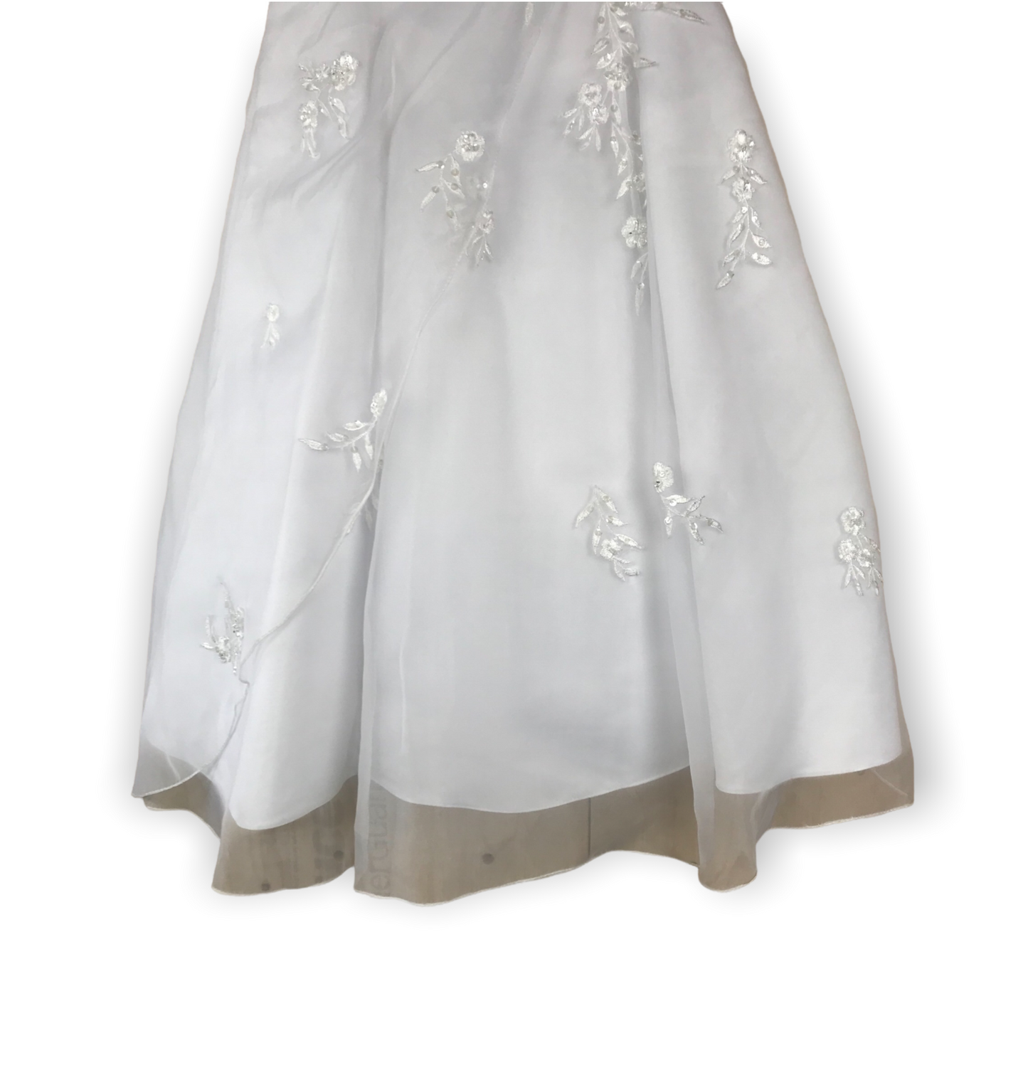 Little People White Embroidery and Tulle Layered Formal Dress Age 6
