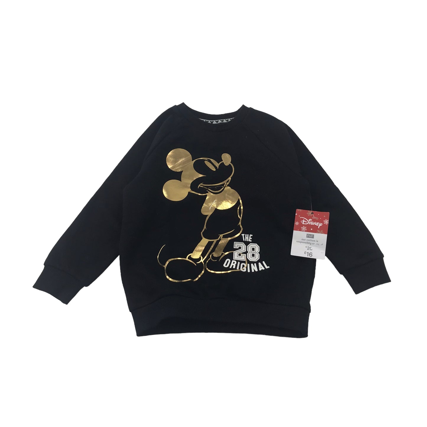 F&F Black Golden Mickey Mouse Sweatshirt Age 5