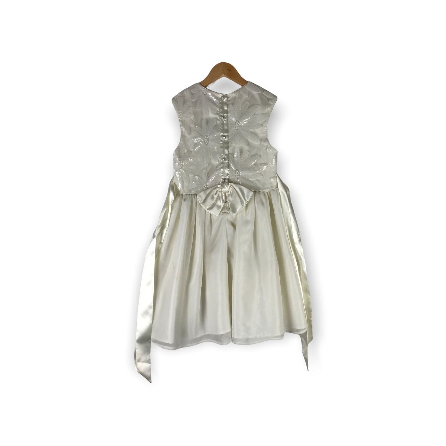 Tu Natural White Sequin and Flower Detail Formal Dress Age 9