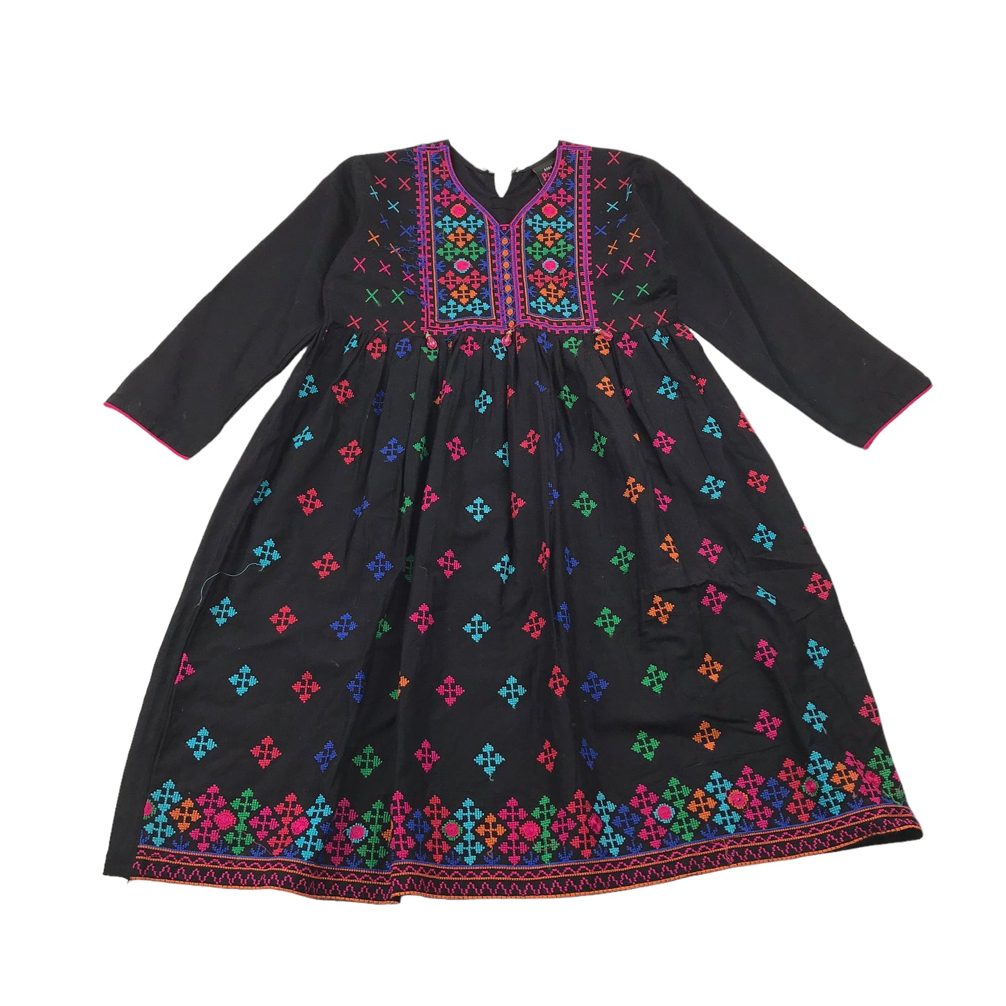 BABA Bosh Black Multicolour Embroidery Tunic and Trumpet Trousers Age 8-9