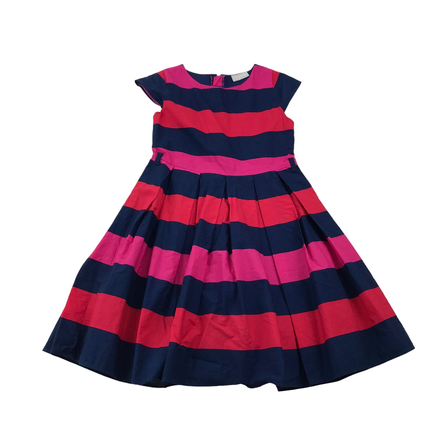 Matalan Navy and Pink Stripy Cotton Dress Age 9