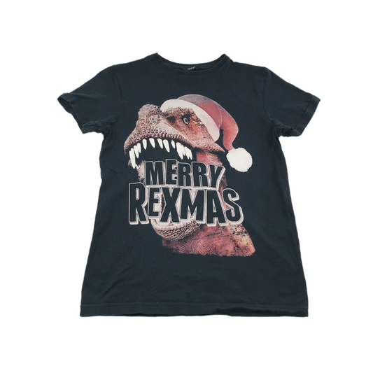 George Black T-Rex Christmas T-shirt Age 10