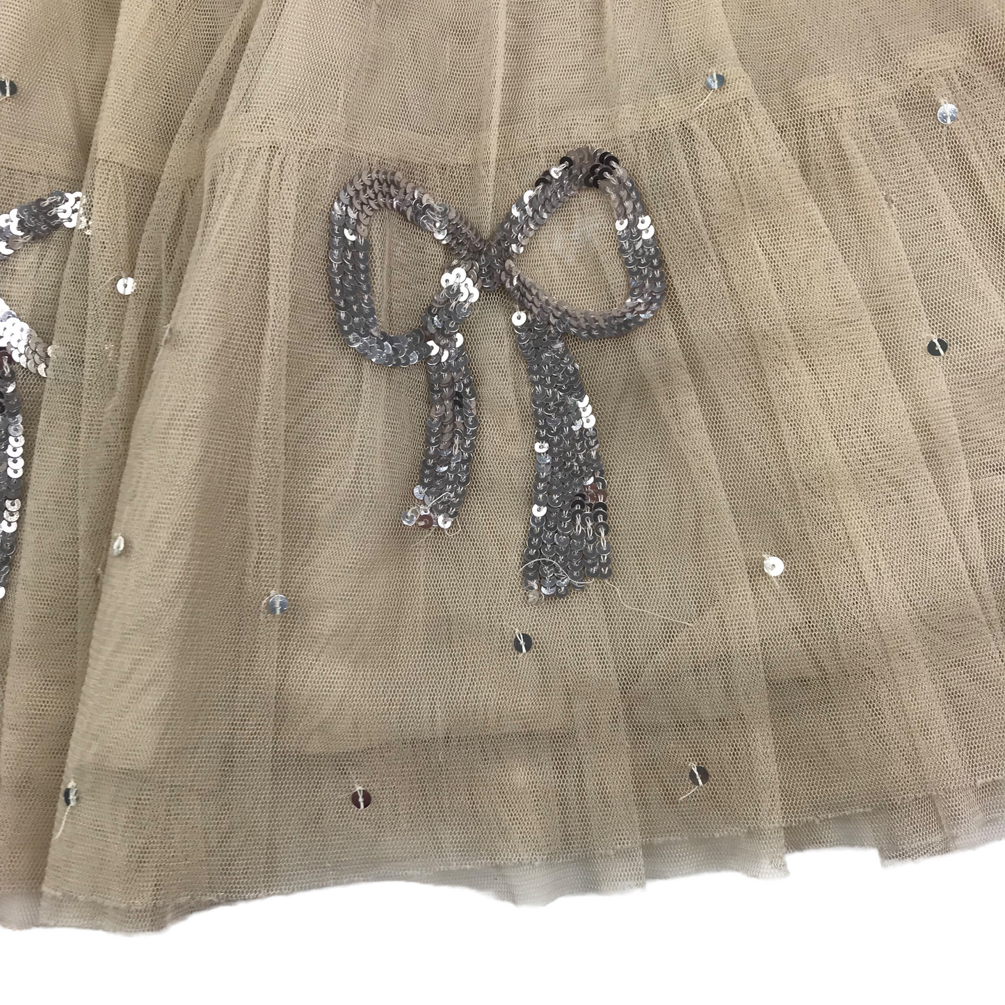 Next Light Beige Sequin Bow Detailed Dress Age 8