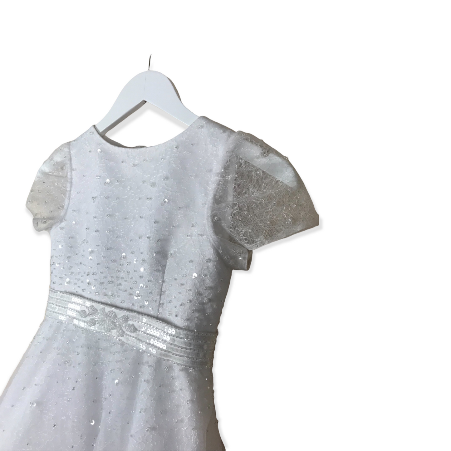 Jelly Totts White Tulle Layered Sequin Gem Detailed Formal Dress Age 10