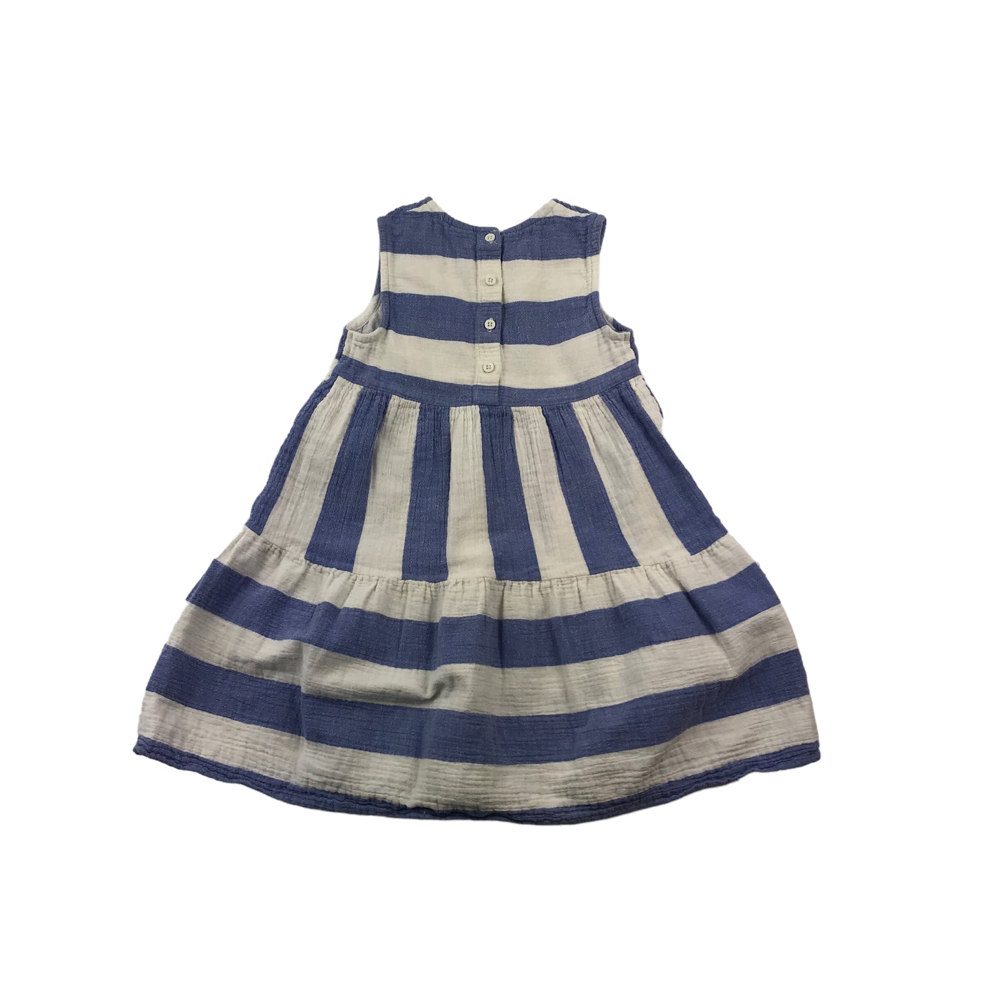 Tu White Blue Striped Floral Embroidery Dress Age 6