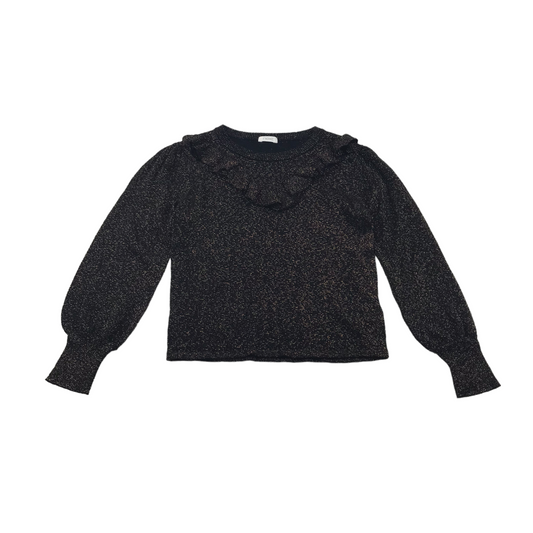 Next Black Sparkly Knitted Jumper with Frill Detail Age 7