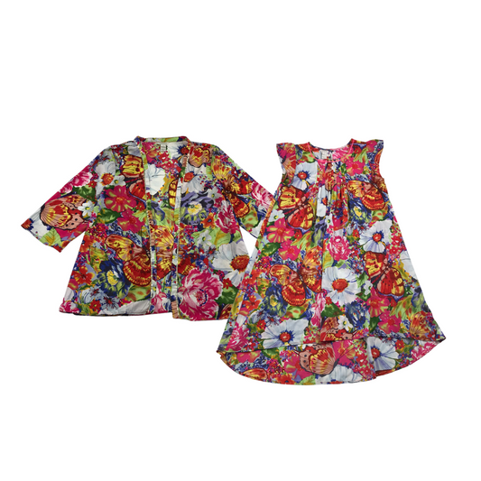 Monsoon Red Colourful Floral Summer Dress and Top Age 11