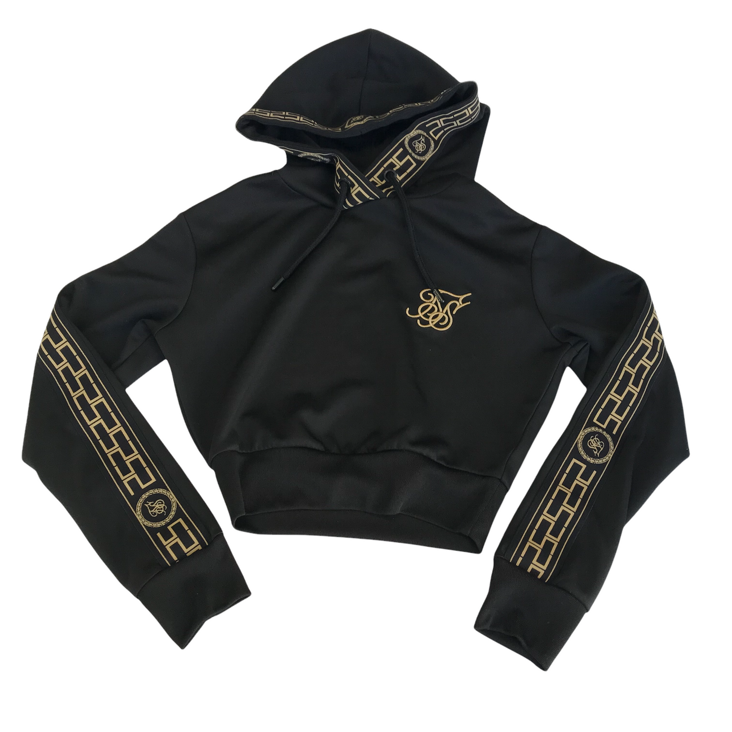 Siksilk Black Tracksuit with Joggers and Cropped Hoodie Age 7-8