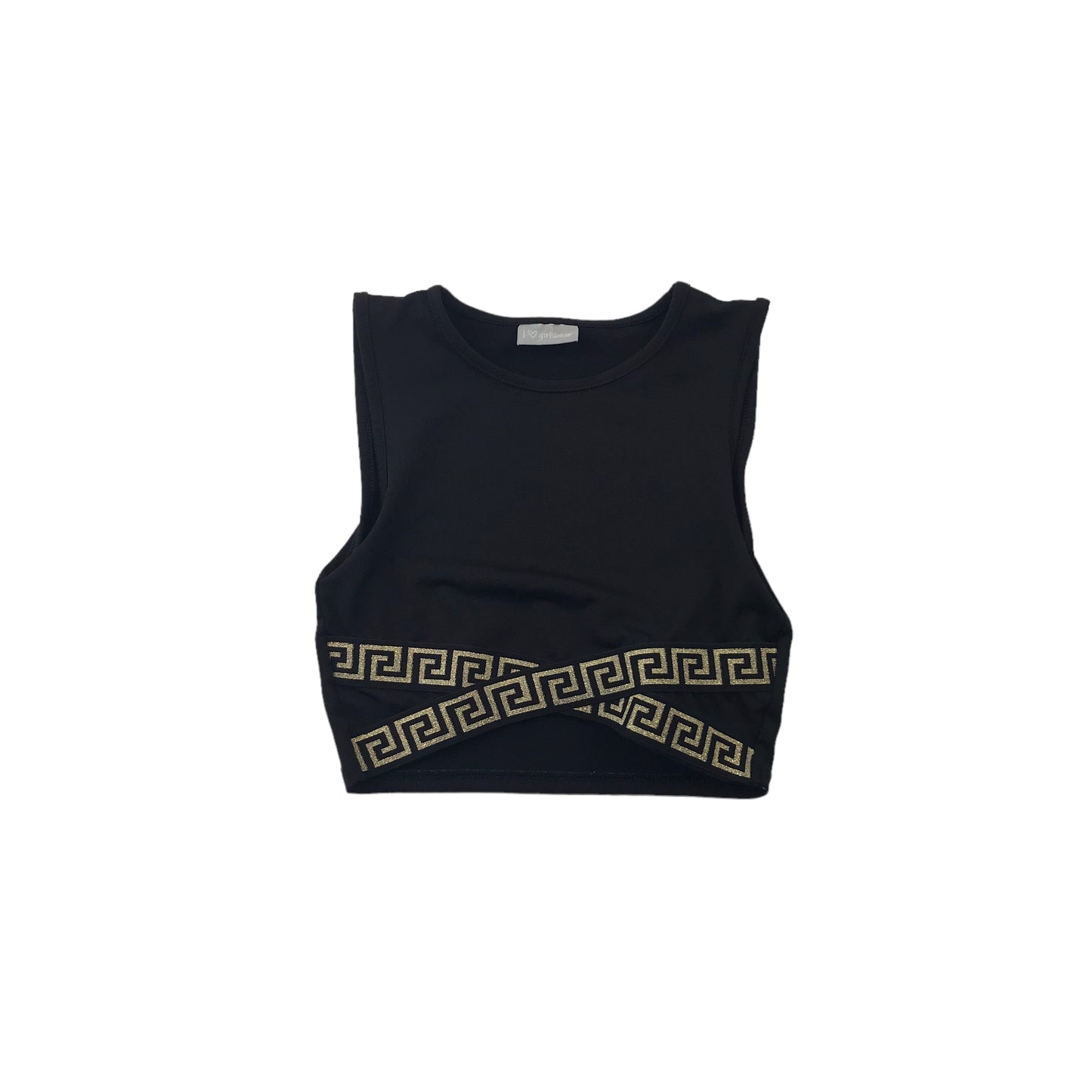 Matalan Black Gold Maze Trim Sports Crop Top Age 8