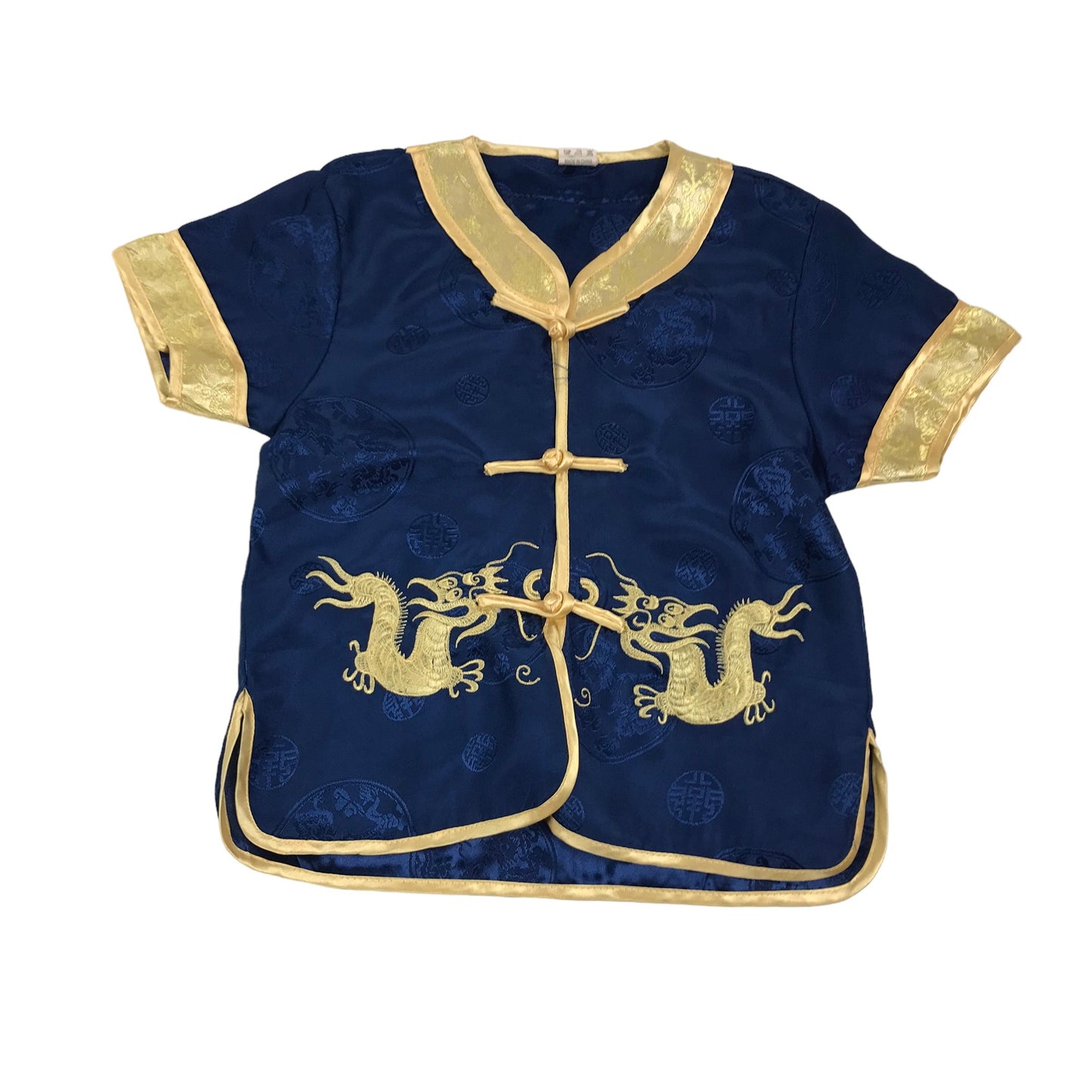 Blue and Golden Silk-like Blouse and Trousers Age 4