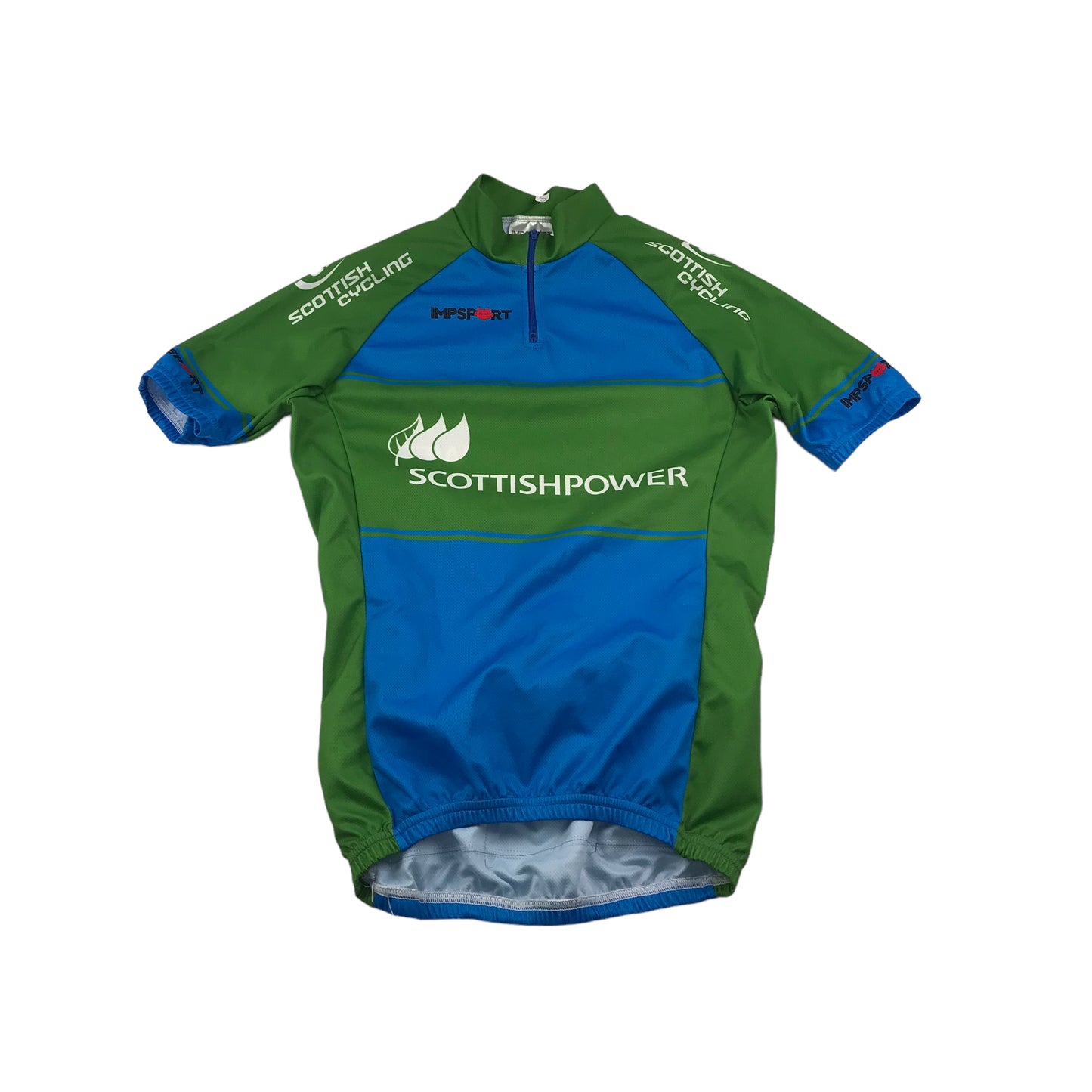 Impsport Green and Blue Short Sleeve Cycling Sports Top Adult Size S
