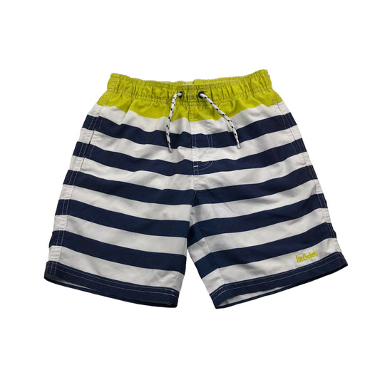 Lee Cooper Navy Stripy and Yellow Swim Trunks Age 7