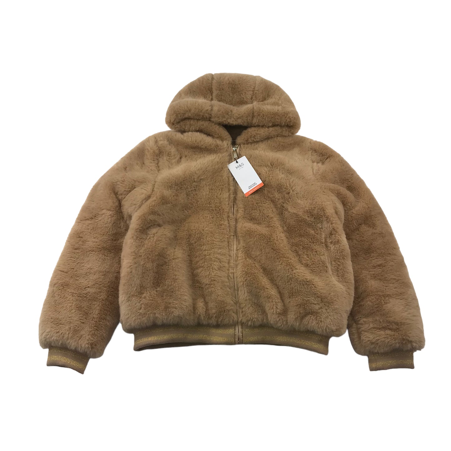 M&S Beige Fluffy Jacket Hoodie Age 14