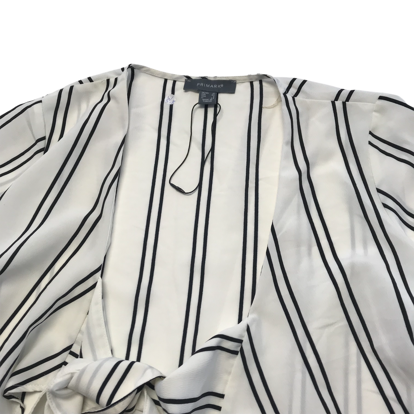 Primark Black and White Tie up Blouse Women's Size 12