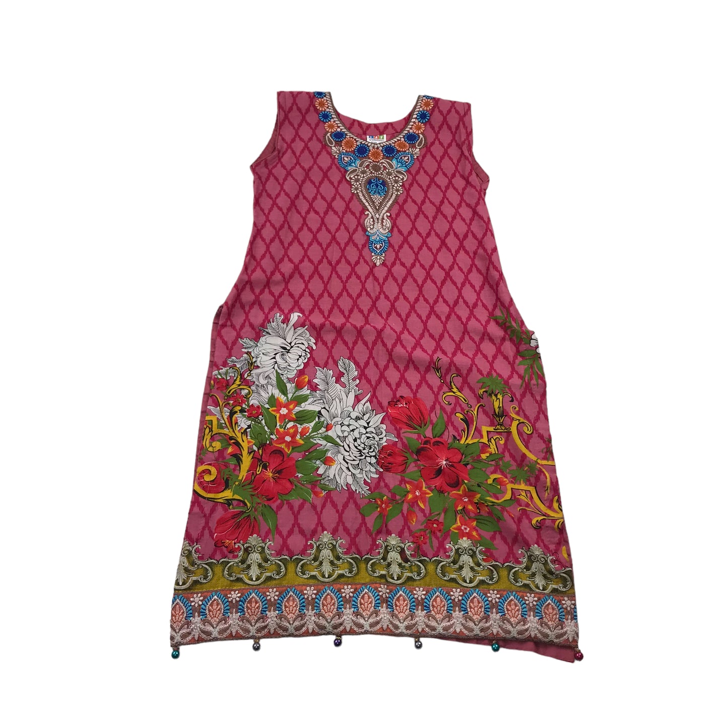 IAF Collection Pink Embroidery Slit Dress and Trousers Age 10