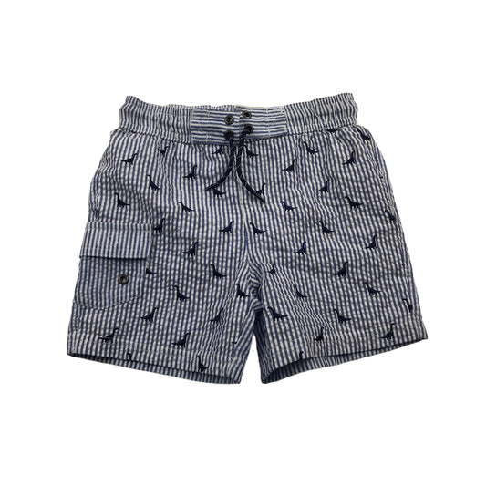 John Lewis Blue Stripy Dinosaur Swim Trunks Age 7