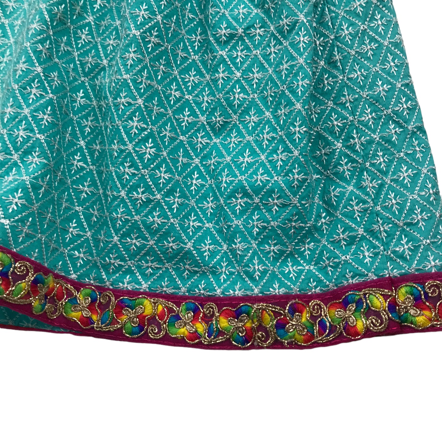 Turquoise Embroidery Tunic Top Dress Age 7