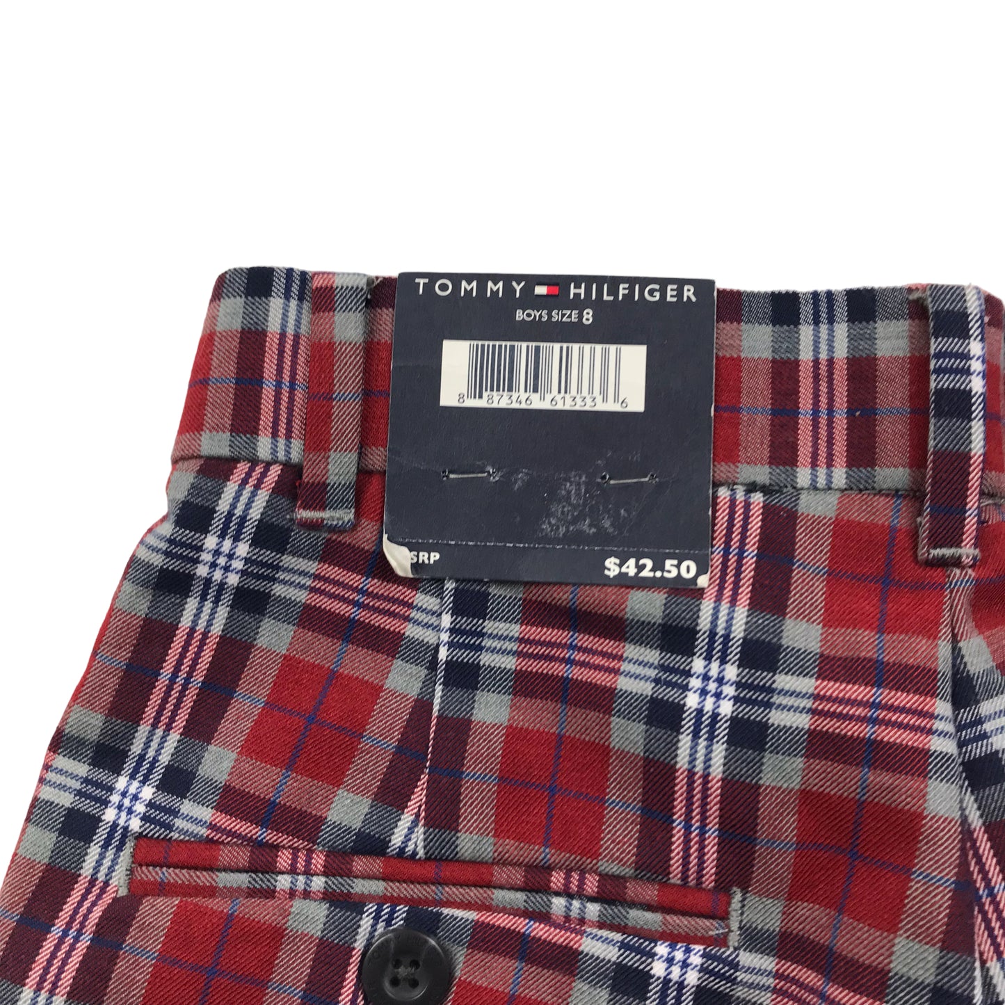 Tommy Hilfiger Red and Navy Tartan Trousers Age 8