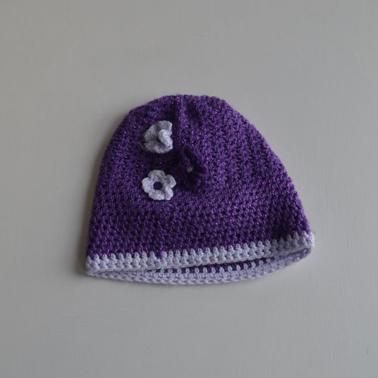 Purple Sparkle Knit Beanie Hat