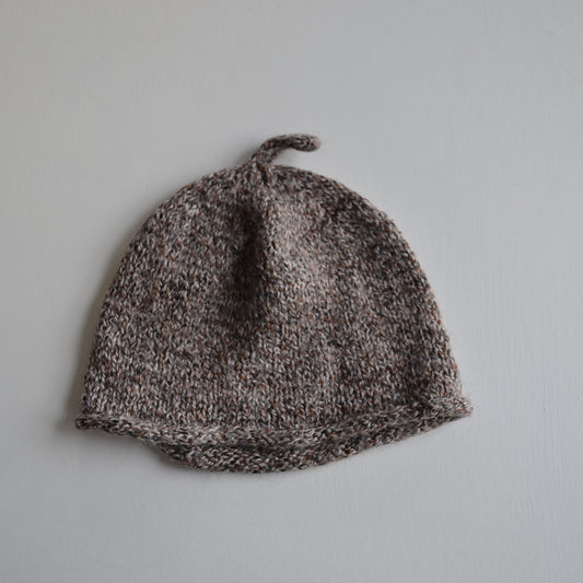 Brown Knitted Beanie Hat Small