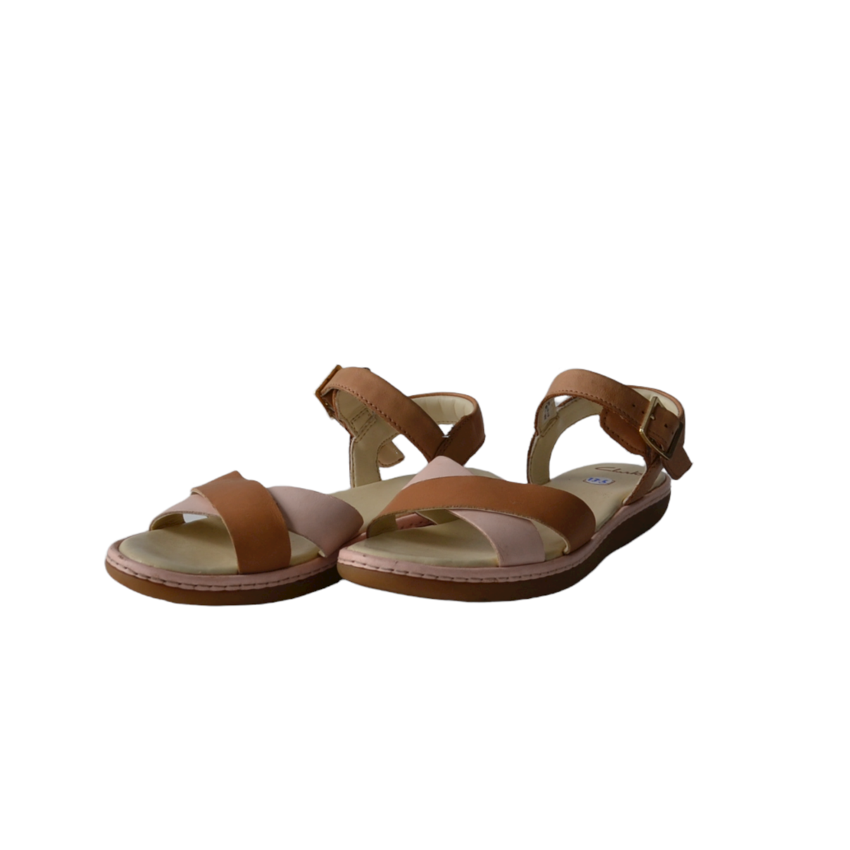 Clarks Camel Brown and Pink Sandals Shoe Size 13.5 (jr)