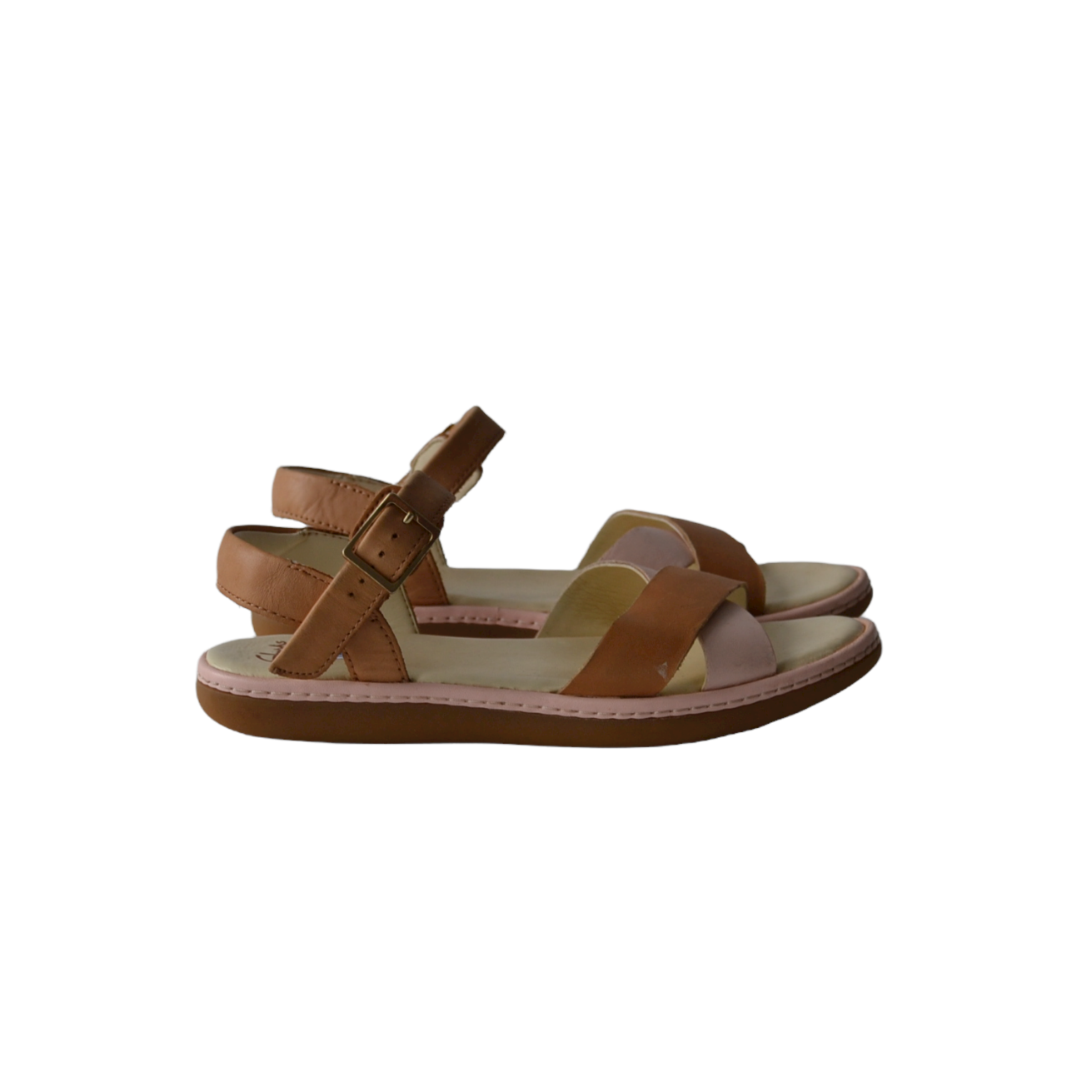 Clarks Camel Brown and Pink Sandals Shoe Size 13.5 (jr)