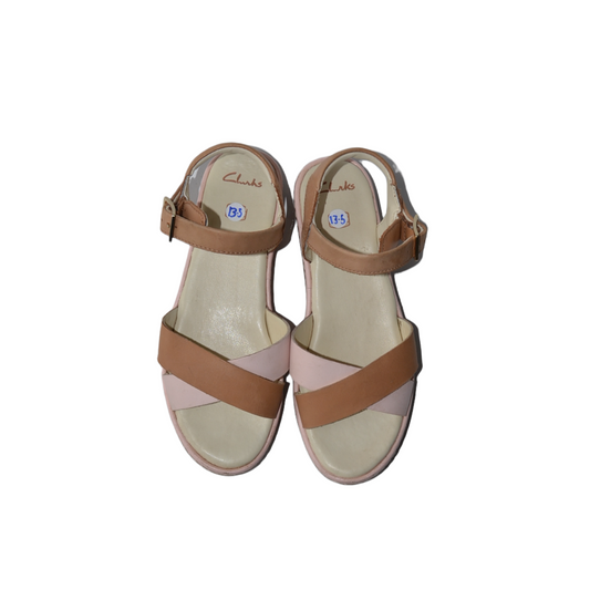 Clarks Camel Brown and Pink Sandals Shoe Size 13.5 (jr)