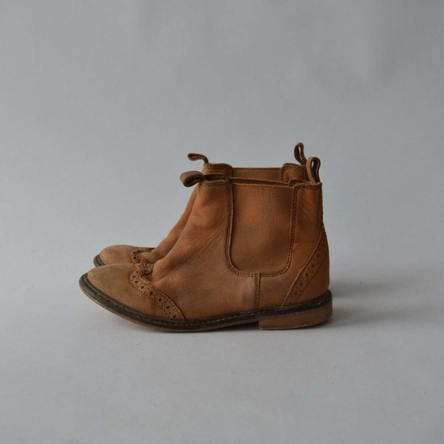 H&M Beige Leather Boots Shoe Size 11.5 (jr)