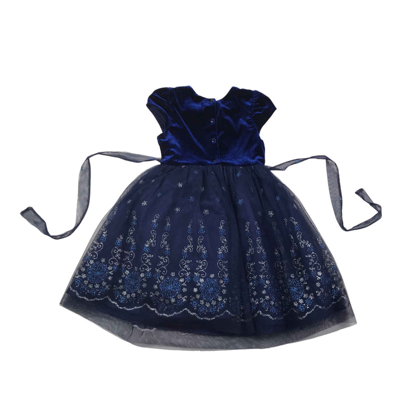 Jona Michelle Navy Blue Velvet and Tulle Dress Age 6
