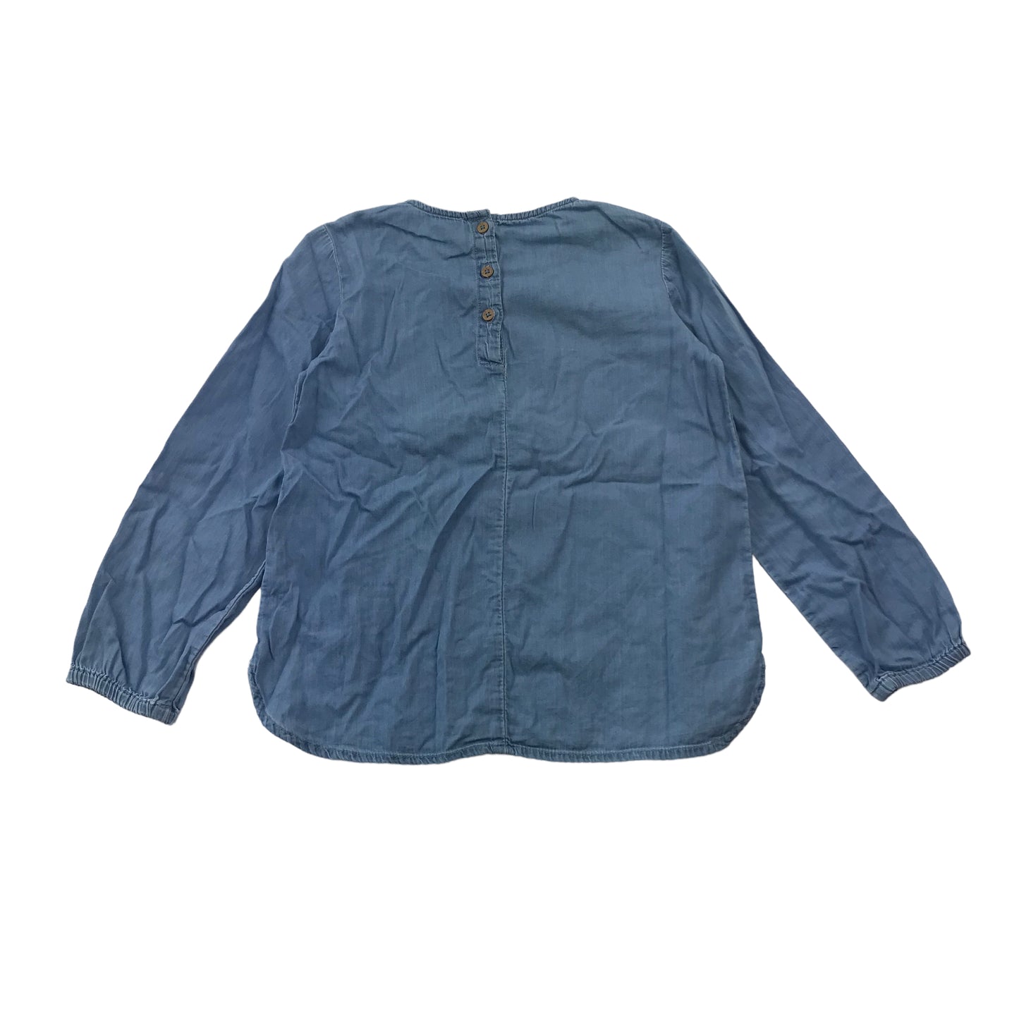 Lindex Blue Denim Embroidered Cotton Blouse Age 6