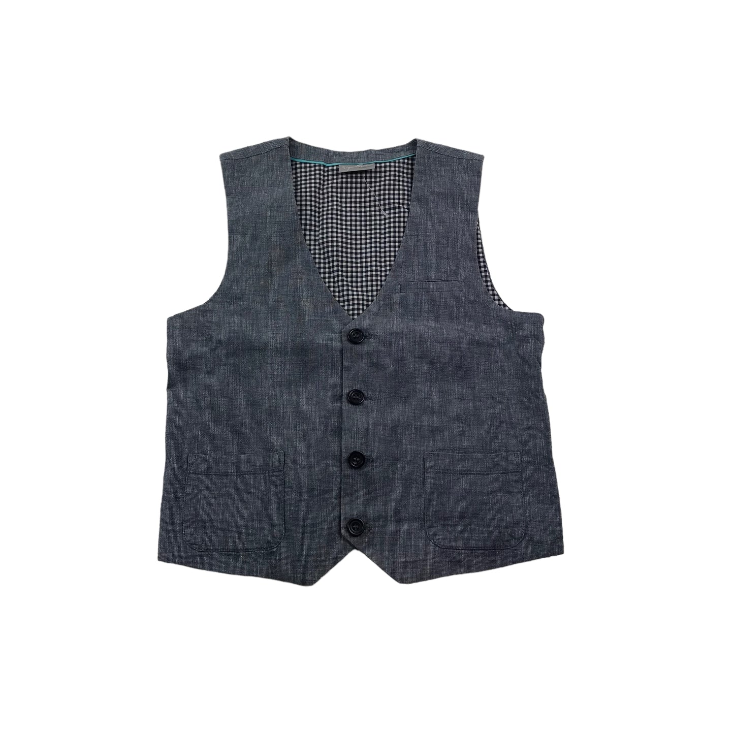 Next Blueish Grey Linen Cotton Mix Waistcoat Age 7