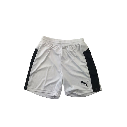 Puma White Black Side Stripe Sports Shorts Age 13