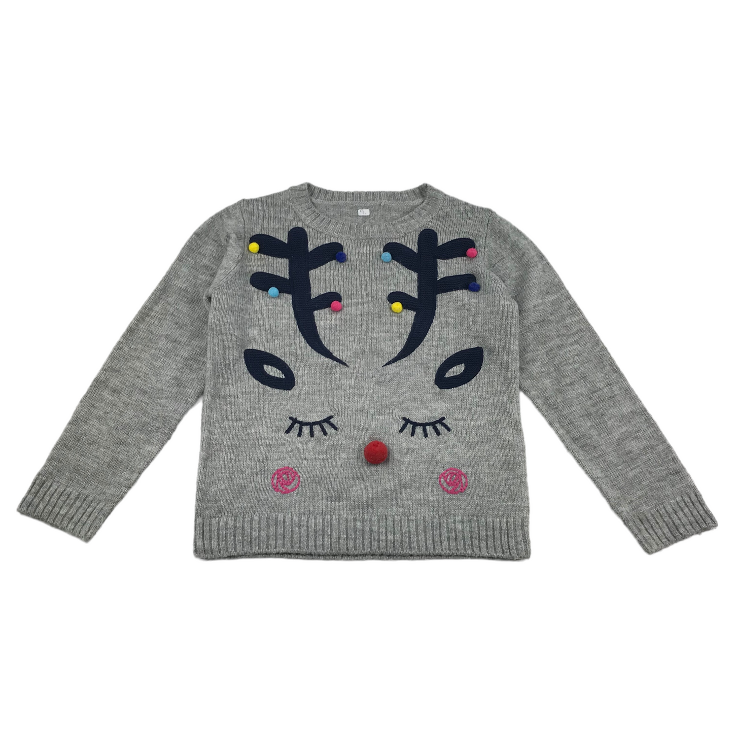 Nutmeg Grey Reindeer Christmas Jumper Age 9