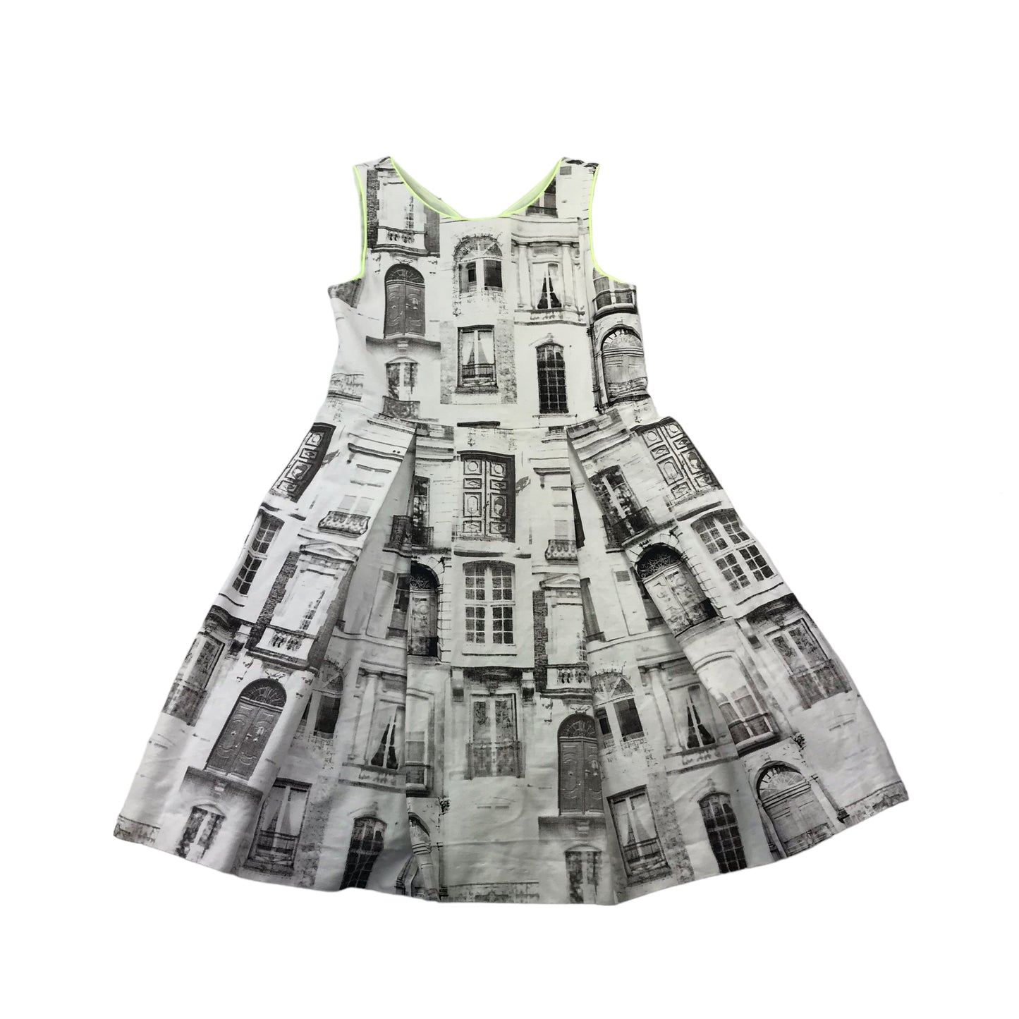 Next Black and White City View Print Cotton Mix Dress Age 8