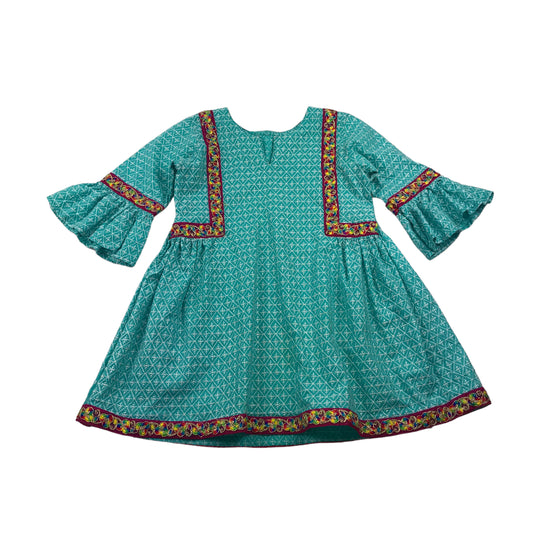 Turquoise Embroidery Tunic Top Dress Age 7