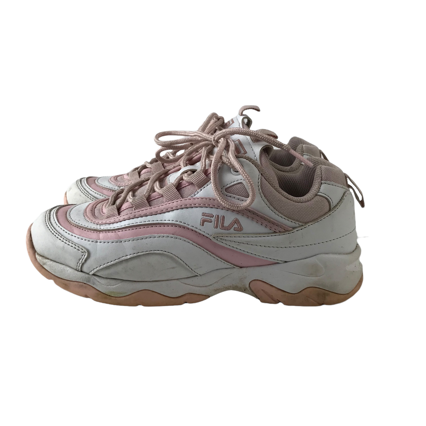 Fila White and Light Pink Trainers Size UK 5