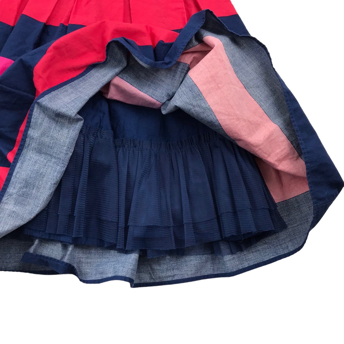 Matalan Navy and Pink Stripy Cotton Dress Age 9