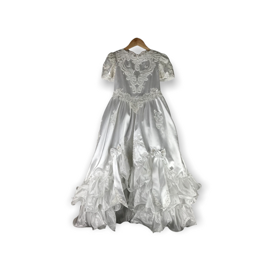 Little People White Pearl Sequin and Lace Formal Dress Age 8-9