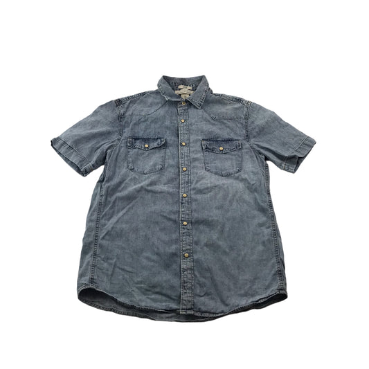 H&M Blue Denim Short Sleeve Shirt Men's Size M