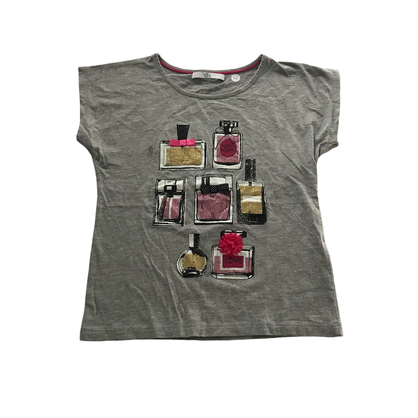 M&S Grey Nail Polish T-shirt Age 9