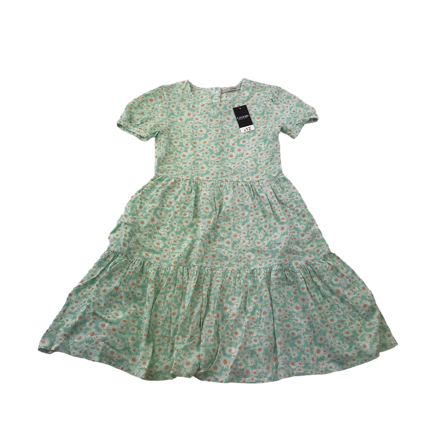 George Light Green Floral Viscose Dress Age 8