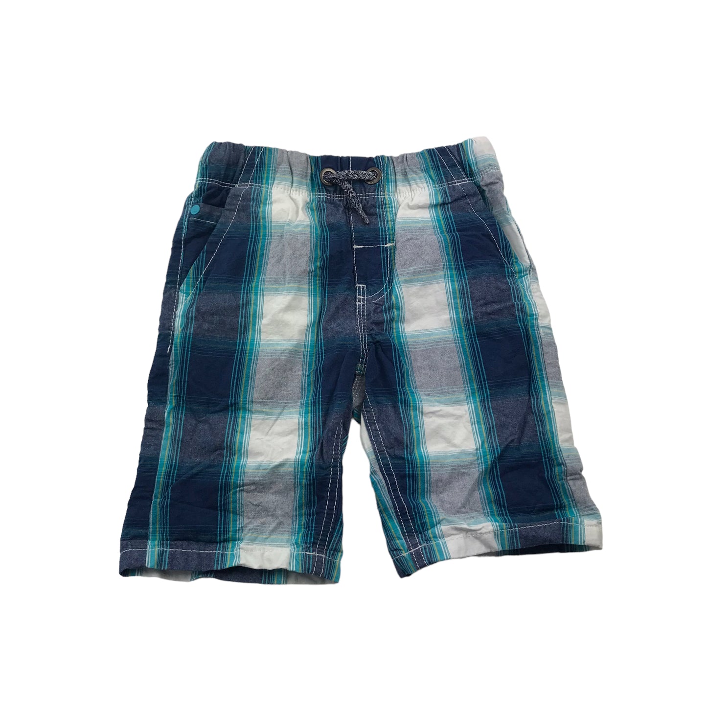 Next Blue and White Checked Pull On Shorts Age 6